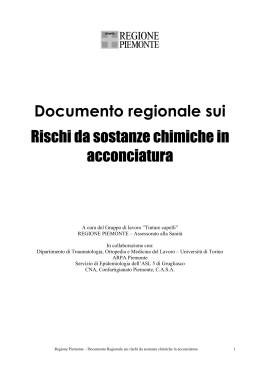 Documento regionale sui Rischi da sostanze chimiche in