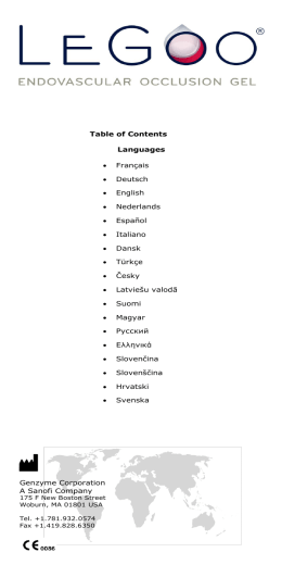 Table of Contents Languages • Français • Deutsch • English