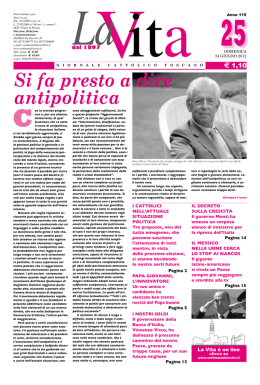 n. 25 24 giugno - La vita &ndash; Giornale Cattolico Toscano