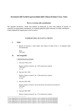 Inventario dell`Archivio parrocchiale della Chiesa di Santa Croce
