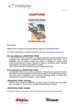 Giappone - Informazioni per il Japan Rail Pass
