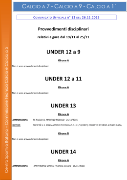 Provvedimenti disciplinari 26.11.2015