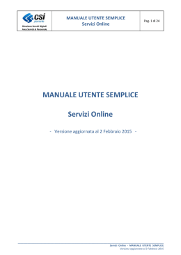MANUALE UTENTE SEMPLICE Servizi Online