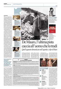 De Mauro, l`ultima pista caccia all`uomo che lo trad&igrave;