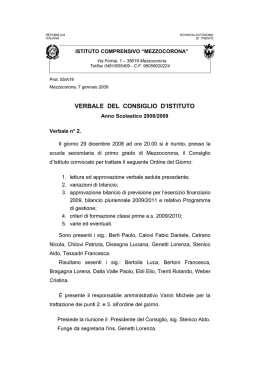 VERBALE DEL CONSIGLIO D`ISTITUTO
