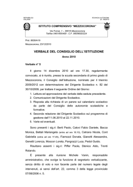 VERBALE DEL CONSIGLIO DELL`ISTITUZIONE