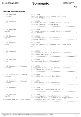 Rassegna stampa Regione Toscana campi