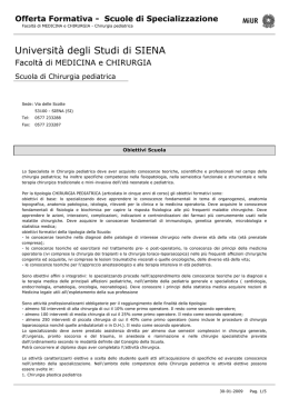 Offerta Formativa - Chirurgia Pediatrica Siena