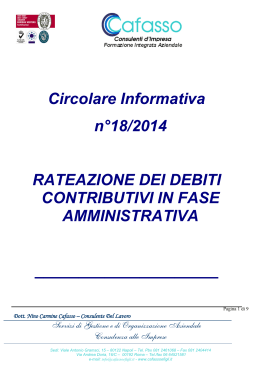 Circolare Informativa n°18/2014 RATEAZIONE DEI DEBITI
