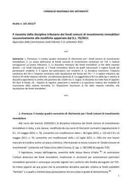 Il riassetto della disciplina tributaria dei fondi comuni di investimento