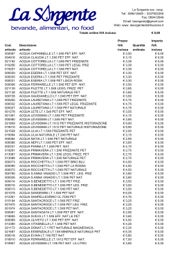Listino ACQUE MINERALI e SPESA ONLINE Gennaio 2016 in pdf