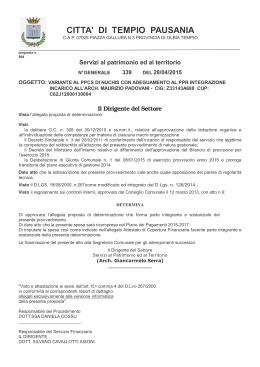 CITTA` DI TEMPIO PAUSANIA - Comune di Tempio Pausania