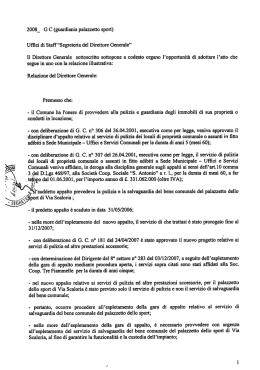 2008_ G C (guardiania palazzetto sport) Ufﬁci di Staff “Segreteria