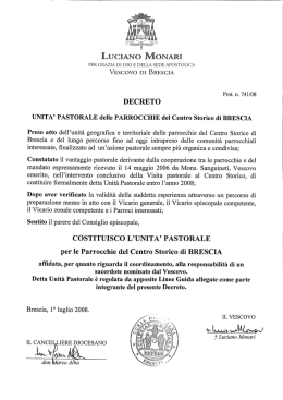 Decreto costituzione Unit&agrave; Pastorale