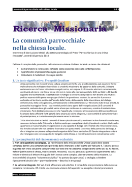 La comunit&agrave; parrocchiale nella chiesa locale.