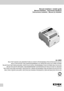 Manuale installatore - Installer guide Manuel installateur