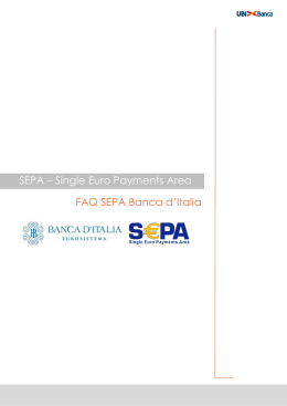 FAQ SEPA Banca d`Italia SEPA – Single Euro Payments Area