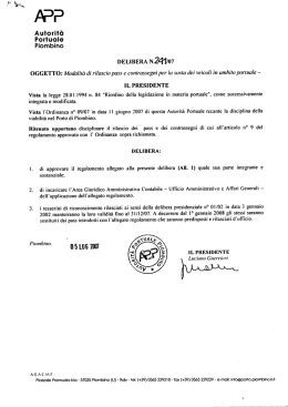 Delibera n. 241/2007 - Autorità Portuale di Piombino e dell`Elba