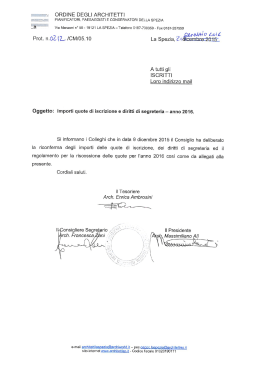 diritti di segreteria e regolamento riscossione quote successive alla