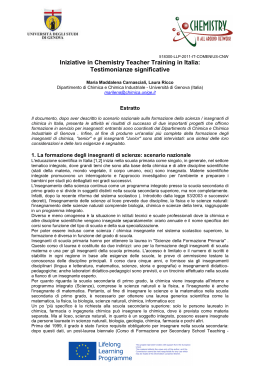 Iniziative in Chemistry Teacher Training in Italia: Testimonianze