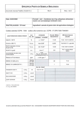 SPECIFICA PASTA DI SEMOLA BIOLOGICA