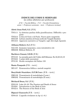 INDICE DEI CORSI E SEMINARI - Pontificio Istituto Biblico