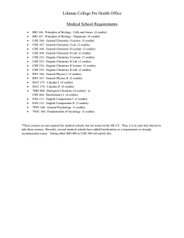 Lehman College Pre Health Office Medical School Requirements