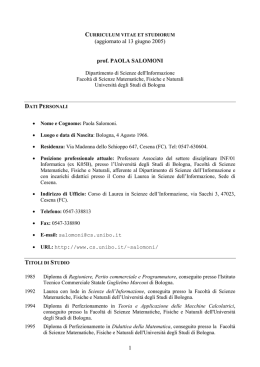 1 (aggiornato al 13 giugno 2005) prof. PAOLA SALOMONI