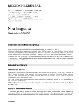 Nota Integrativa - Reggio Children