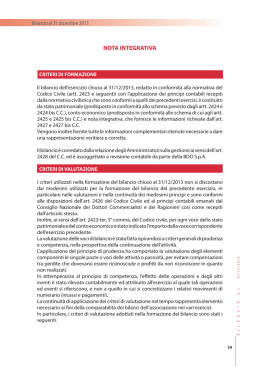 Nota integrativa al Bilancio 2013