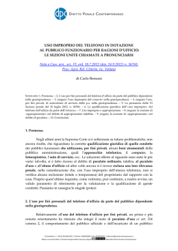 le sezioni unite - Diritto penale contemporaneo