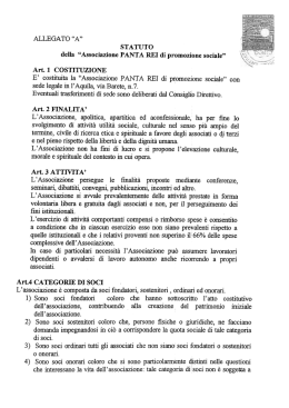 STATUTO della "Associazione PANTA REI di promozione sociale