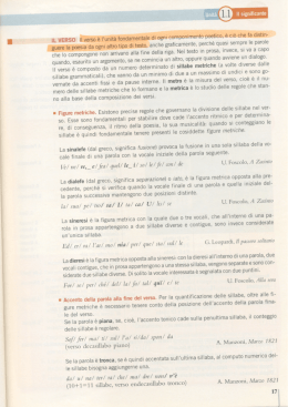 Il significante IL VERSO Il verso &egrave; l`unit&agrave; fondamentale di ogni