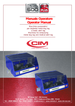 Manuale Operatore Operator Manual