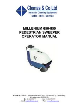 millenium 650-850 pedestrian sweeper operator manual