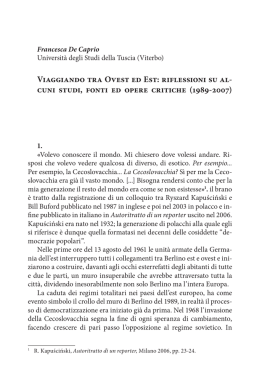 Viaggiando tra Ovest ed Est: riflessioni su al- cuni