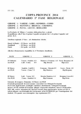 CALENDARIO 1o FASE REGIONALE