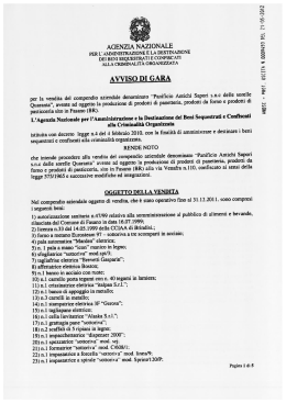 avviso di gara Panificio Antichi Sapori