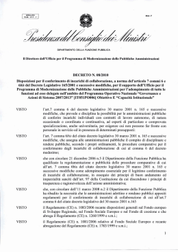 DECRETO N. 0812010 Disposizioni per il conferimento di incarichi