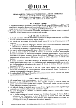 Regolamento per il conferimento di assegni di ricerca