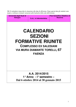 calendario sezioni formative riunite