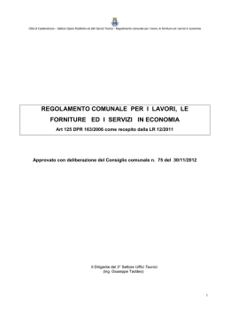 Regolamento per i lavori, forniture e servizi in economia