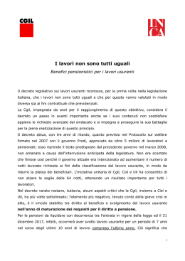 Volantone Cgil-Inca lavori usuranti