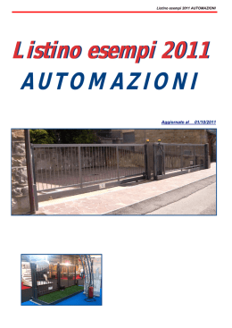 Listino esempi 2011 AUTOMAZIONI