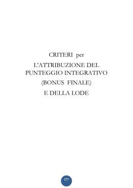 Criteri attribuzione BONUS e LODE