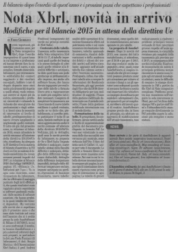 Nota Xbrl, novit&agrave; in arrivo (fonte Italia Oggi)