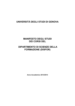 Manifesto degli studi - Scienze della Formazione