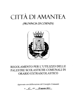 Regolamento Uso Palestre Scolastiche Comunali in orario