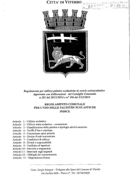 Regolamento per utilizzo palestre scolastiche in orario extrascolastico.