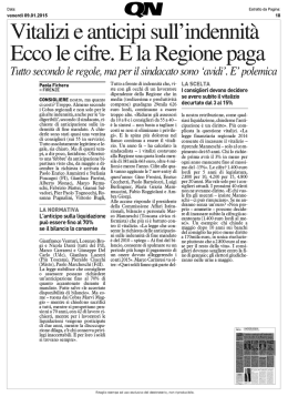 Vitalizi e anticipi sull`indennità Ecco le cifre. E la Regione paga